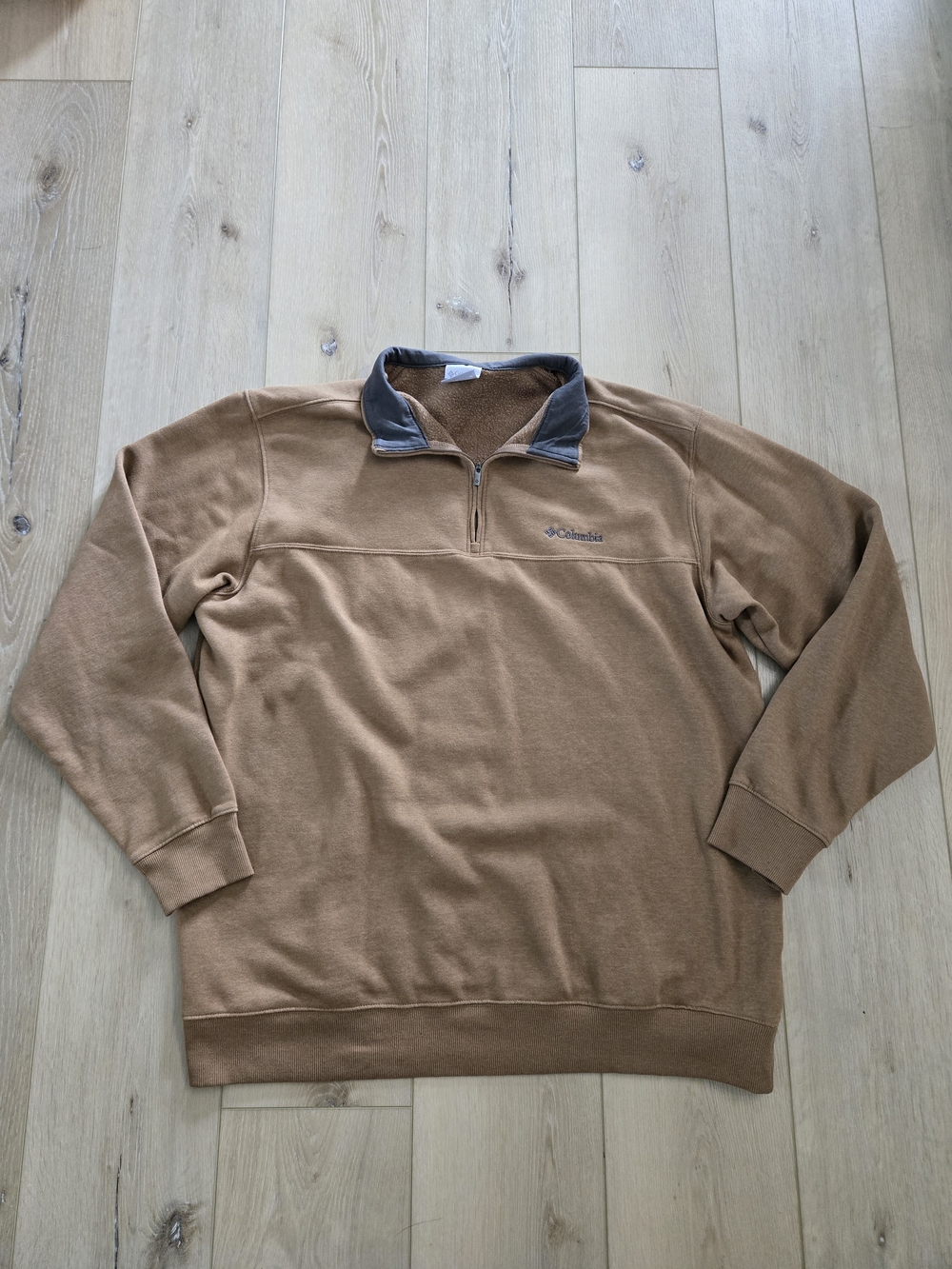Columbia Men's 1/4 Zip Mock Neck Fleece Pullover Sweatshirt Brown XL